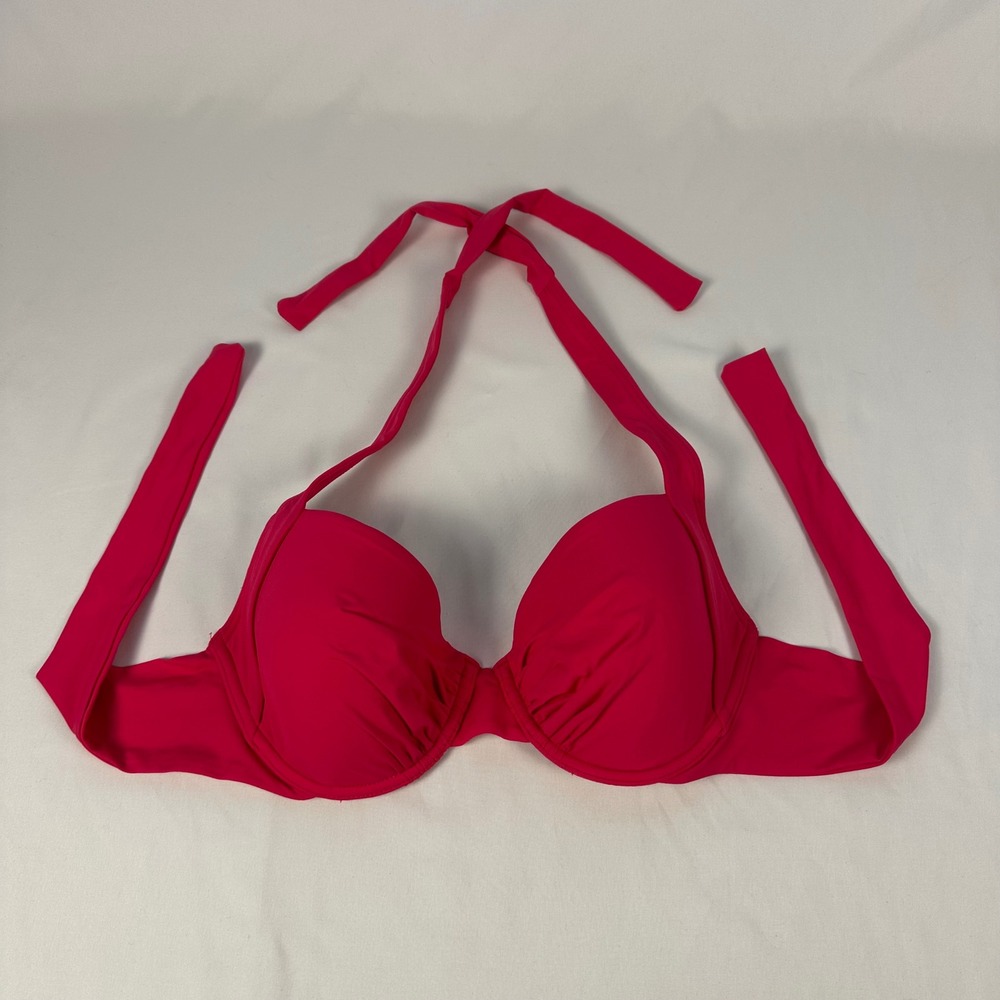 Tommy Bahama Bikini Top Womens 36C Pink Underwire Halter Swim Beach Resort